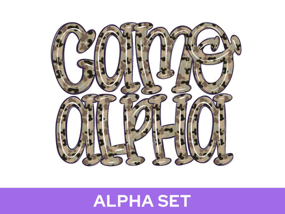 Camo Alpha Set: Preppy Doodle Letters, Alphabet LEtters (Digital Download)