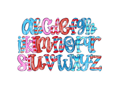 4th of July Doodle Alpha Set, Alphabet Letters: Patriotic PNG