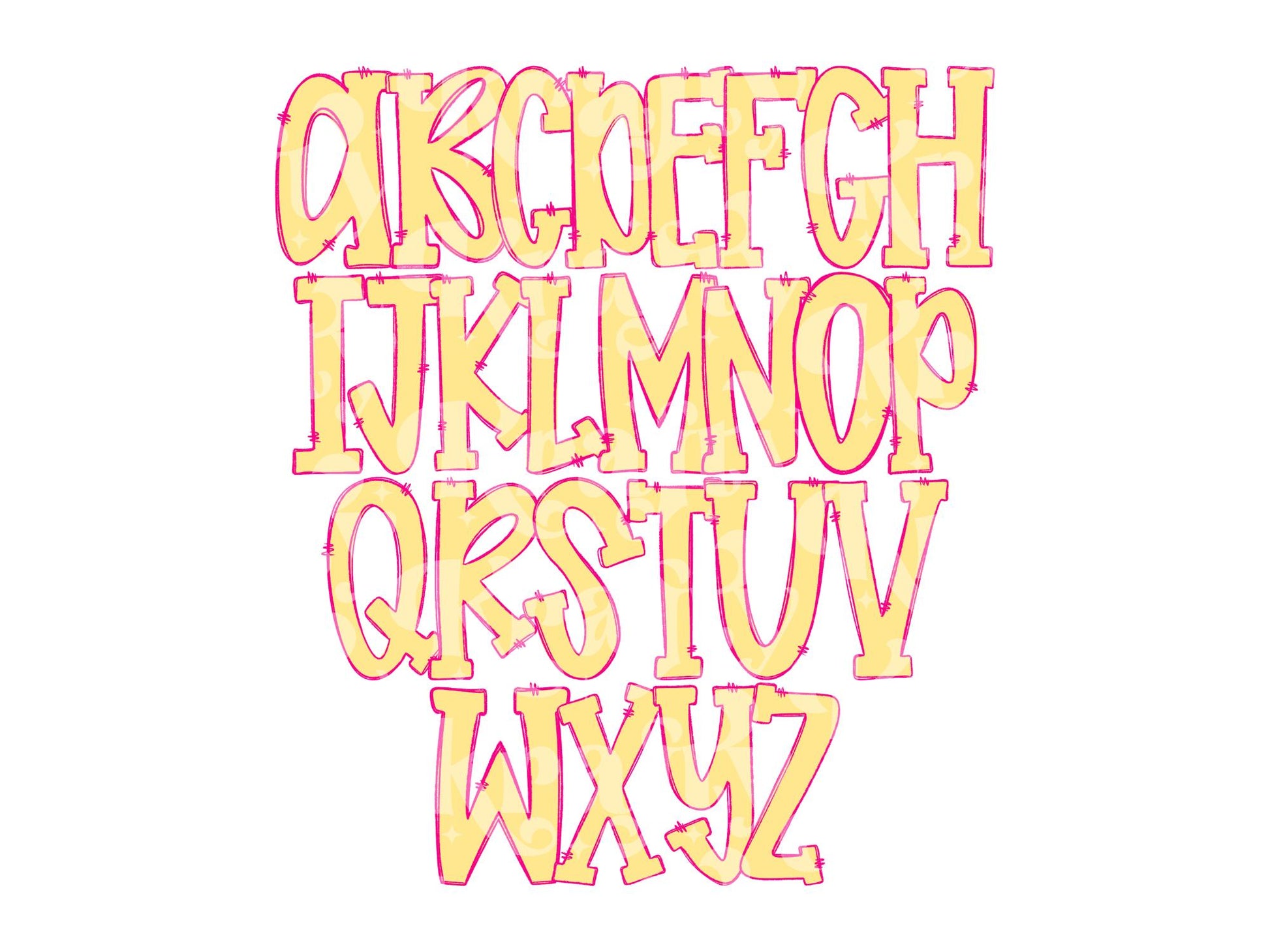 Hand Drawn Alphabet Sublimation Letters: Frame, Commercial Use