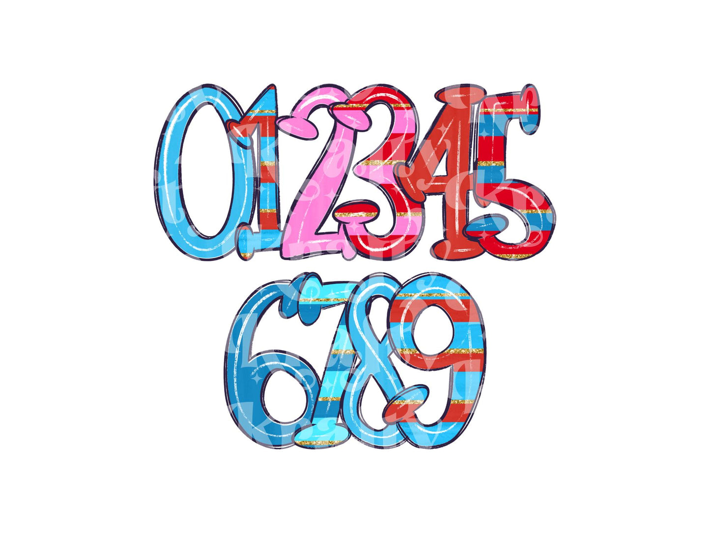4th of July Doodle Alpha Set, Alphabet Letters: Patriotic PNG