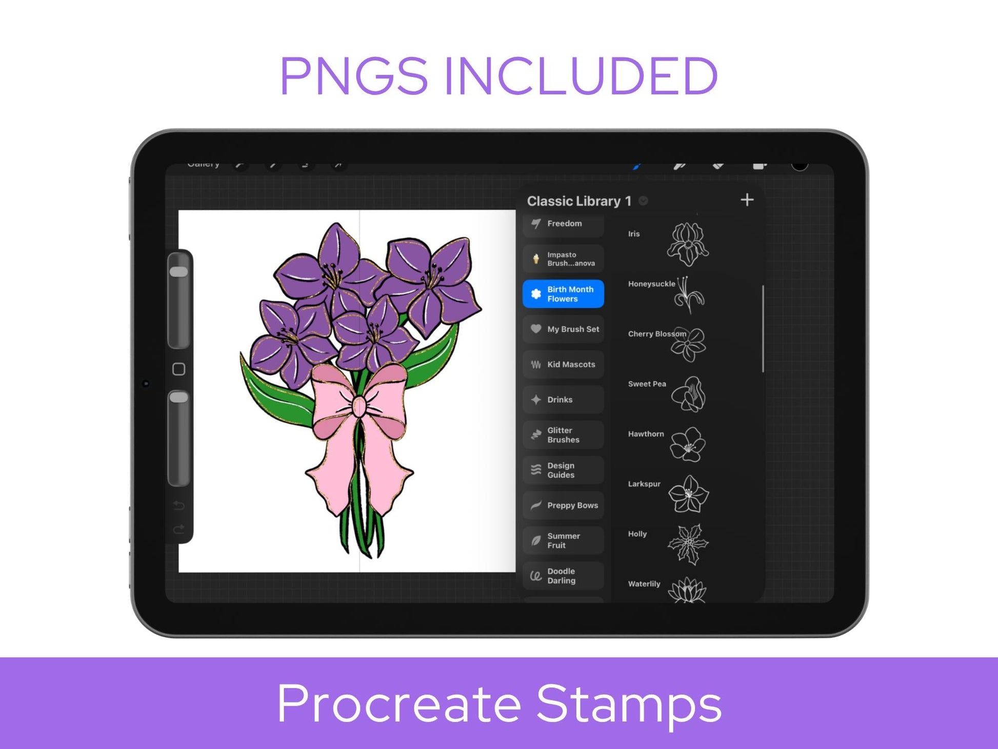 Birth Flower Stamps: Hand Drawn, Commercial Use (Digital Download)
