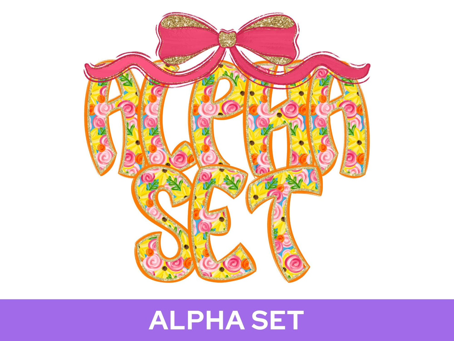 Floral Alpha Set PNG Bundle, Digital Alphabet Letters, Sublimation Alphabet, Commercial Use Clipart