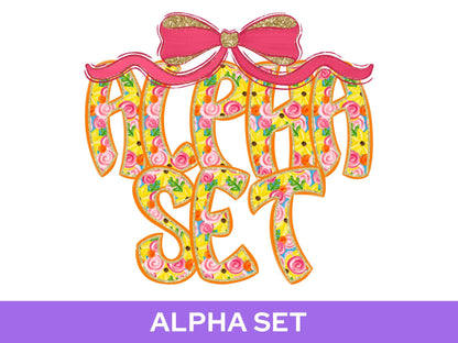 Floral Alpha Set PNG Bundle, Digital Alphabet Letters, Sublimation Alphabet, Commercial Use Clipart