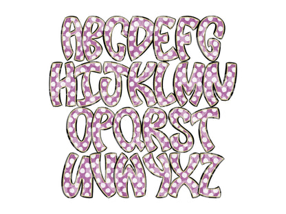 Polka Dot Alpha Set PNG Bundle, Digital Alphabet Letters, Sublimation Alphabet, Commercial Use