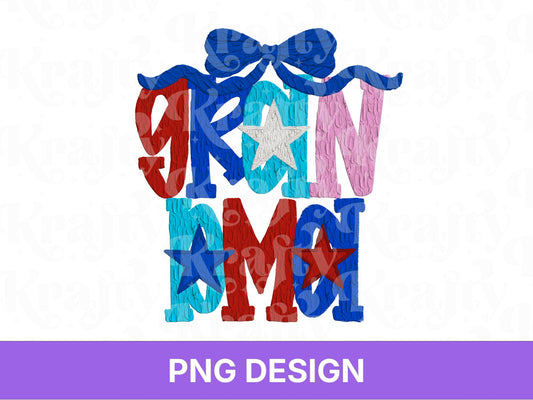 Grandma Impasto Oil Paint Name PNG Design: Patriotic 4th of July (Digital File)