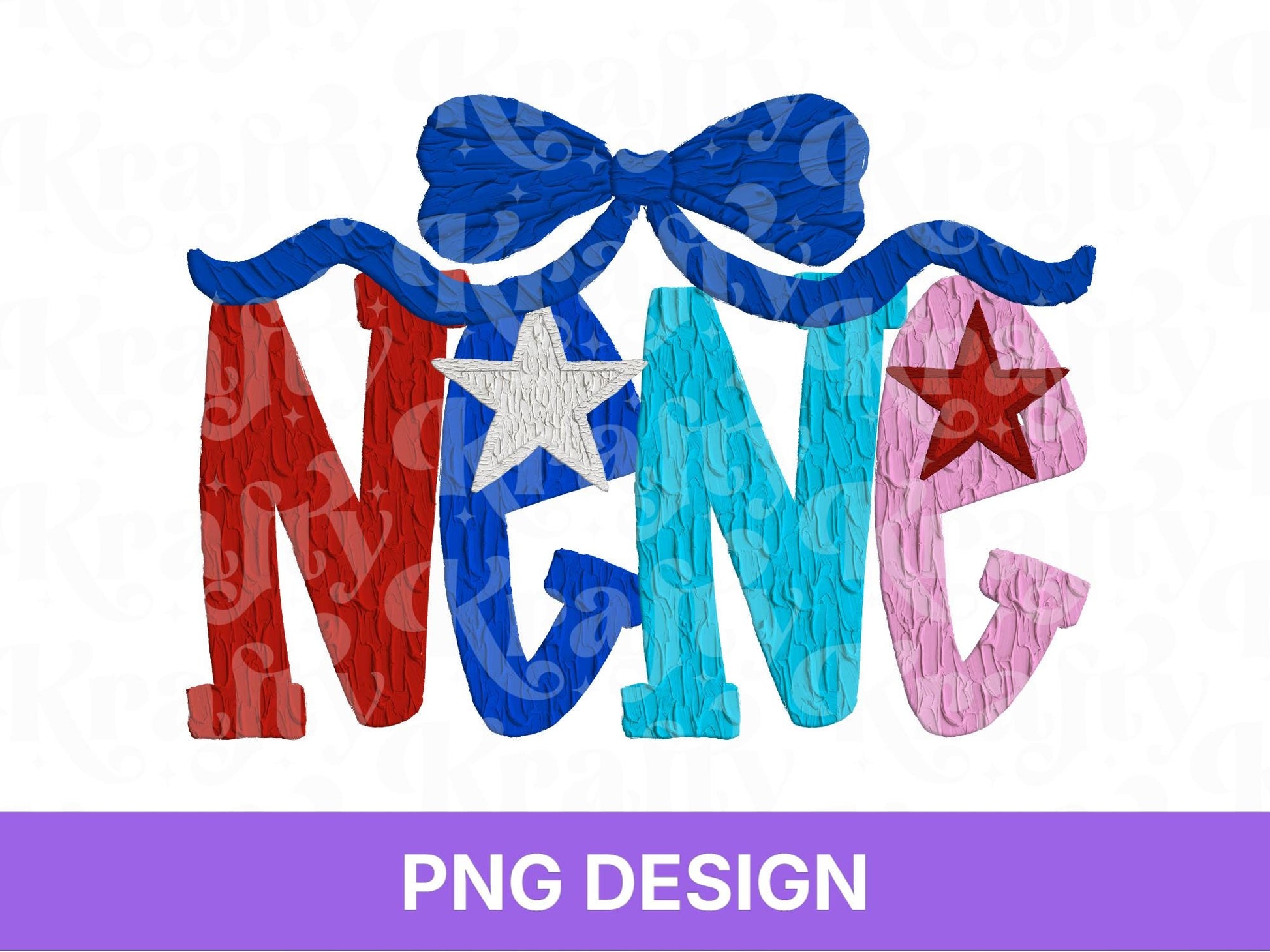 Nene Impasto Oil Paint Name PNG Design: Patriotic 4th of July (Digital File)