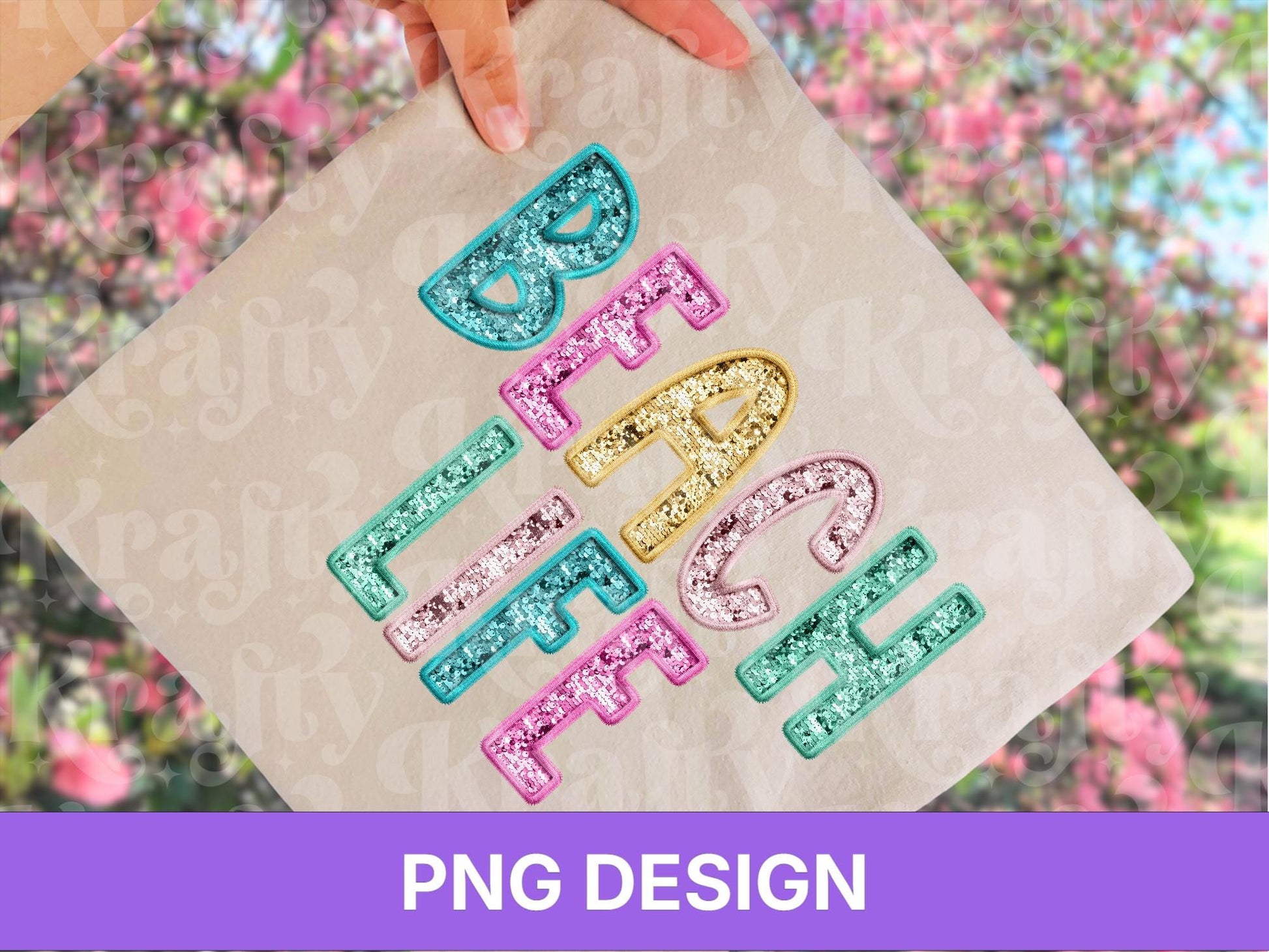 Beach Png Bundle: Faux Embroidery, Sequin Clipart (Digital Download)