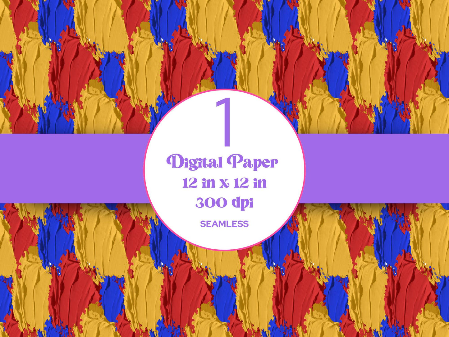 Impasto Thick Paint, Hand Drawn Paint Brush Stroke Seamless Pattern