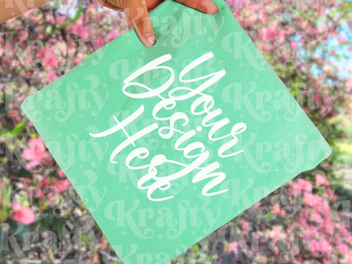 Island Reef Comfort Colors 1717 Mockup, Hand Holding Folded Shirt Mockup, Spring