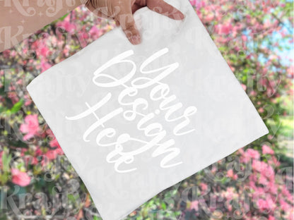 White Gildan Heavy Cotton Mockup, Hand Holding, Spring (Instant Download)