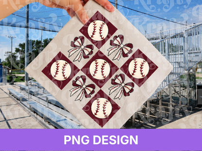 Maroon Checkered Baseball PNG: Shirt Design, Game Day Graphics, Preppy Bow