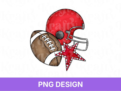 Red Football Helmet PNG: Game Day Shirt Design, PNG for Men