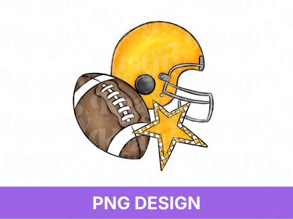 Yellow Football Helmet PNG: Game Day Shirt Design, PNG for Men