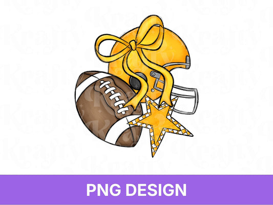 Yellow Football Helmet PNG: Preppy Bow, Game Day Shirt Design