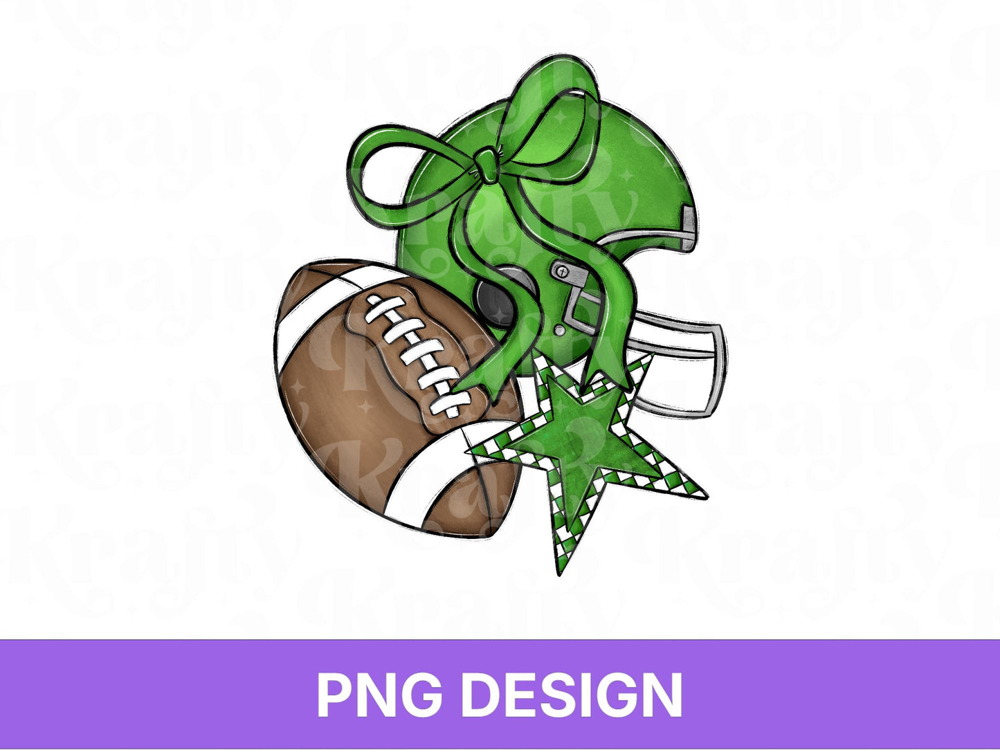 Green Football Helmet PNG: Preppy Bow, Game Day Shirt Design