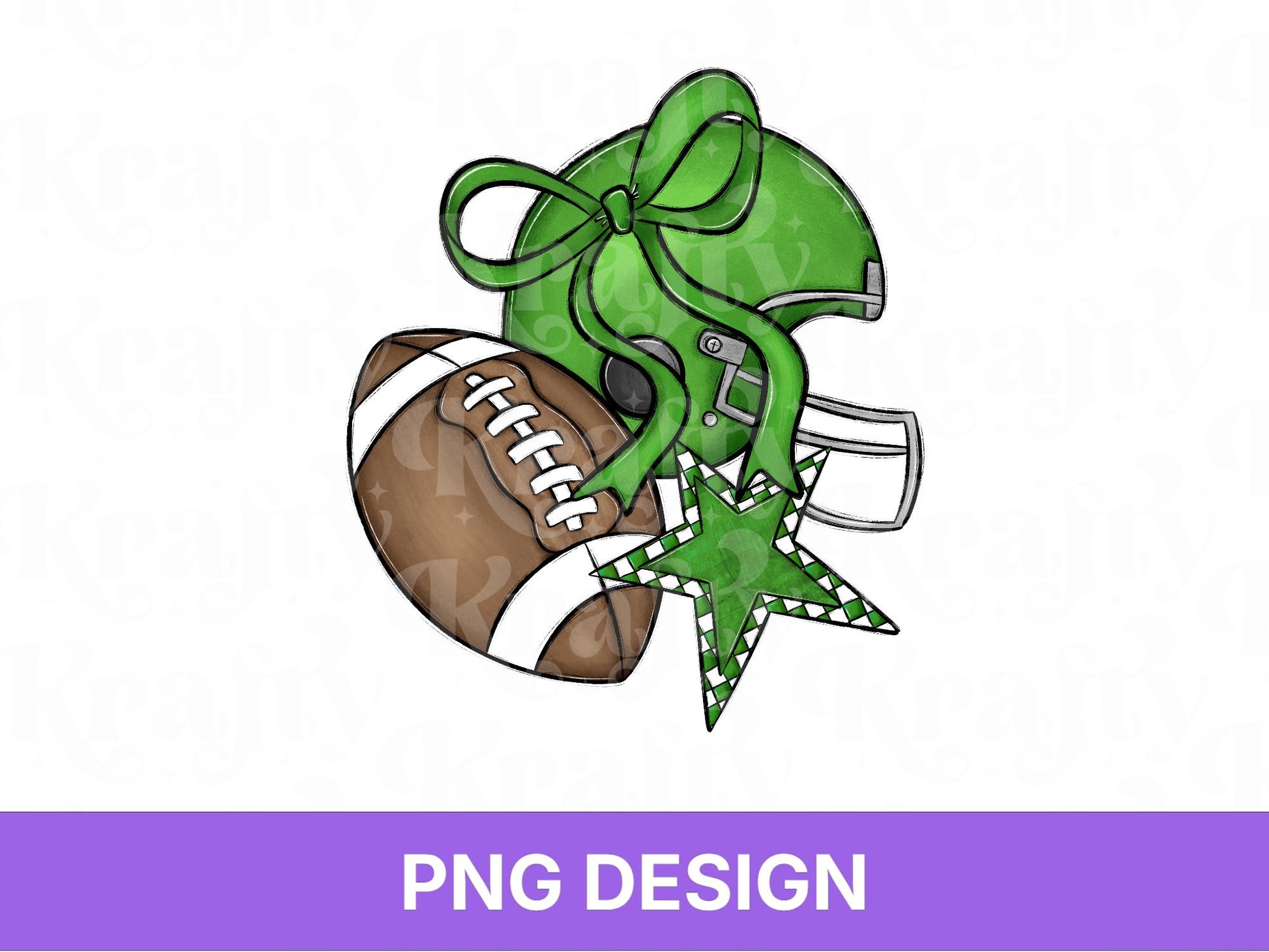 Green Football Helmet PNG: Preppy Bow, Game Day Shirt Design