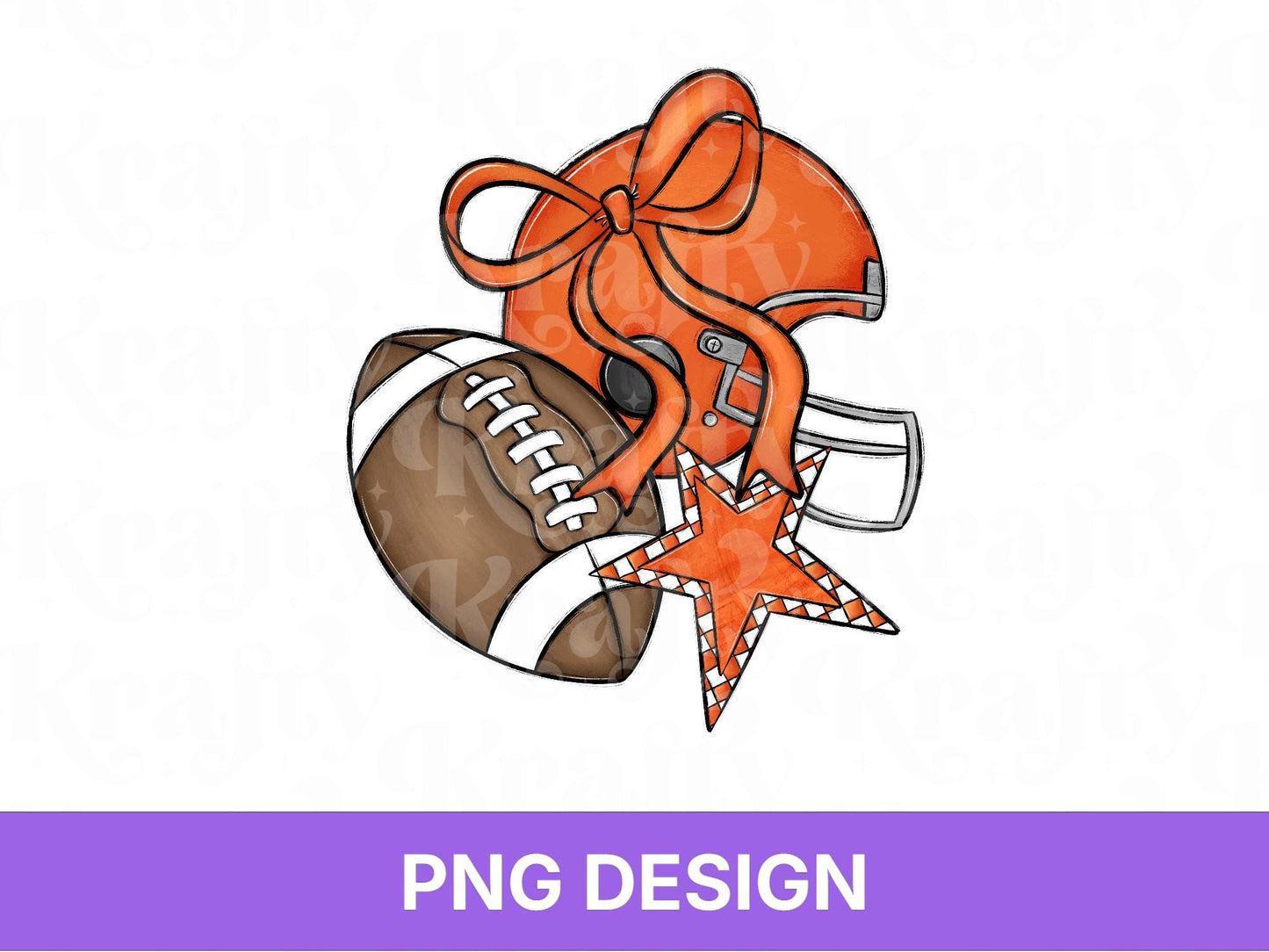 Orange Football Helmet PNG: Preppy Bow, Game Day Shirt Design