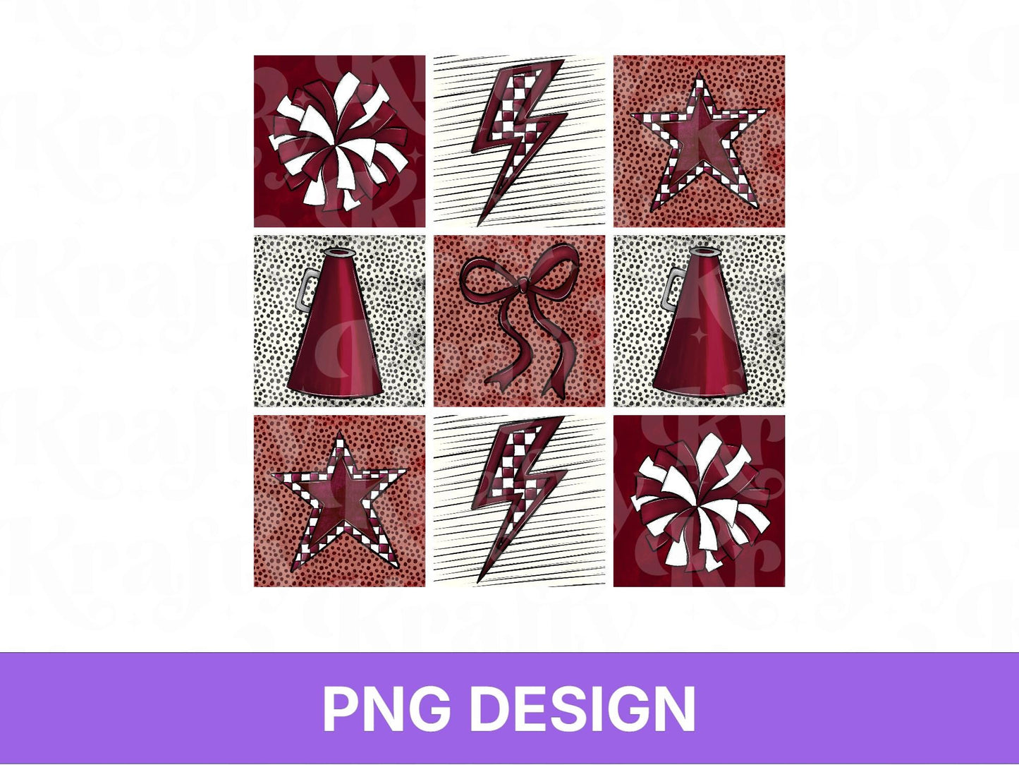 Checkered Cheer PNG Shirt Design: Game Day Sublimation, Coquette Bow, School Spirit, Maroon