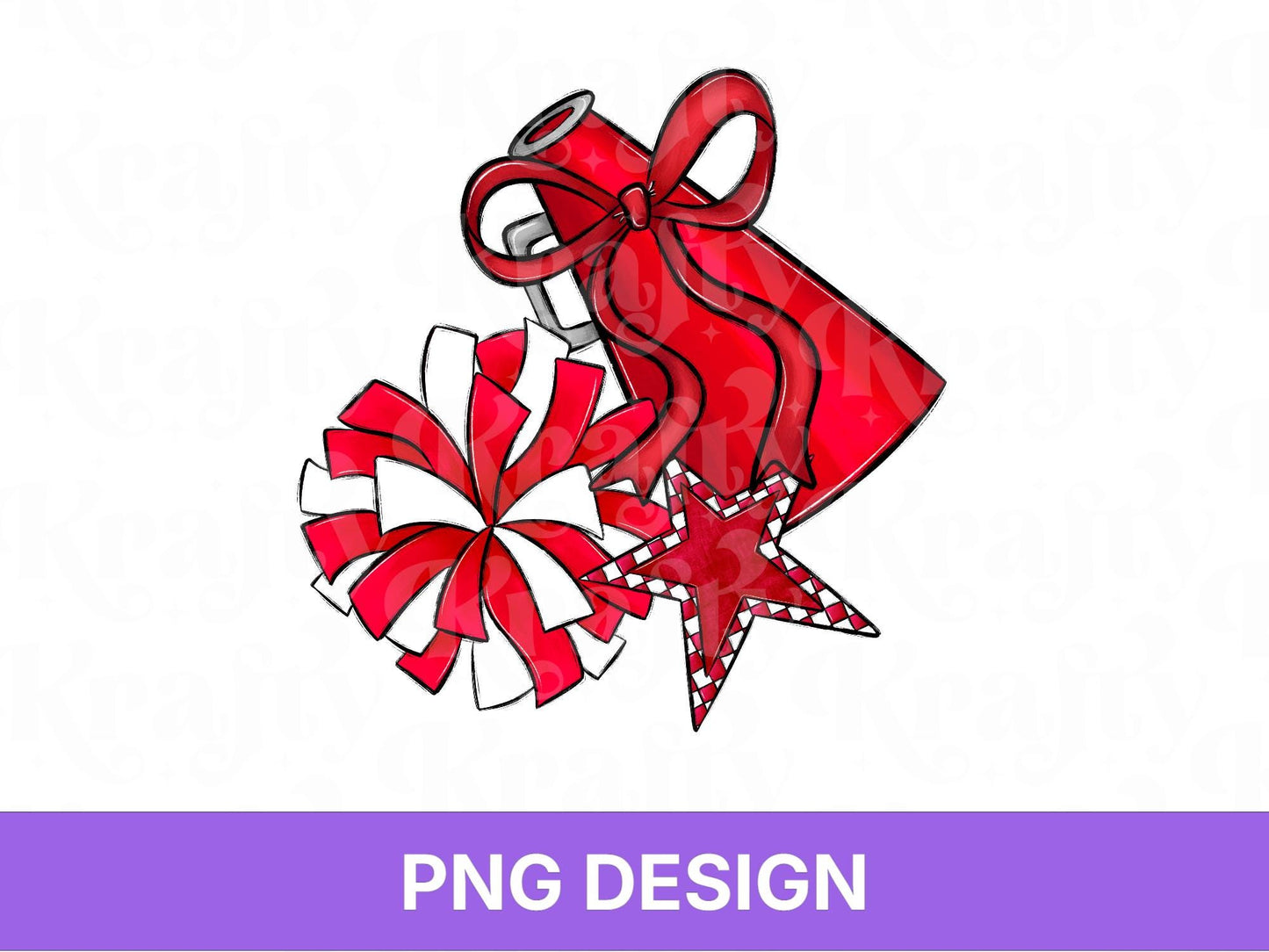 Preppy Cheer PNG: Game Day, Shirt Design, Coquette Bow, Megaphone, Pom Pom