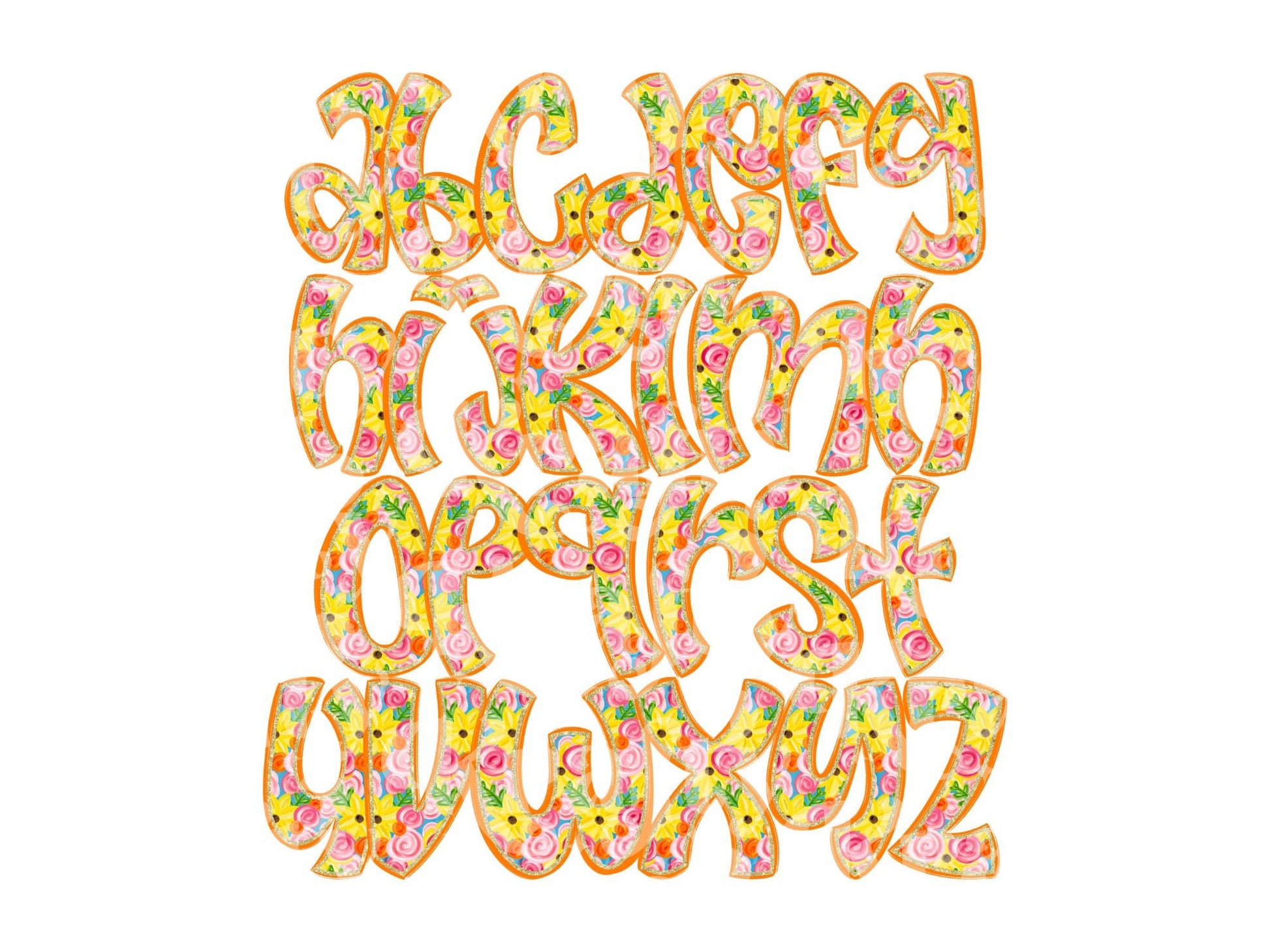 Floral Alpha Set PNG Bundle, Digital Alphabet Letters, Sublimation Alphabet, Commercial Use Clipart