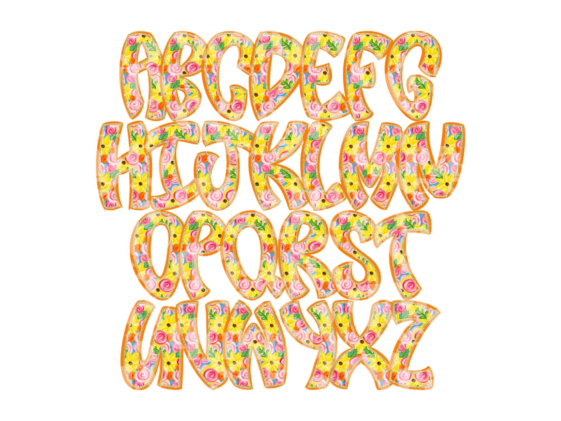 Floral Alpha Set PNG Bundle, Digital Alphabet Letters, Sublimation Alphabet, Commercial Use Clipart