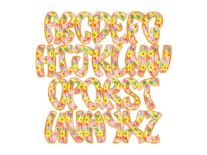 Floral Alpha Set PNG Bundle, Digital Alphabet Letters, Sublimation Alphabet, Commercial Use Clipart