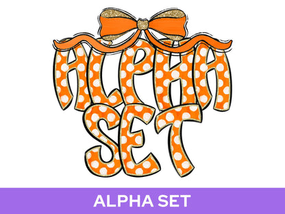 Polka Dot Alpha Set PNG Bundle, Digital Alphabet Letters, Sublimation Alphabet, Commercial Use
