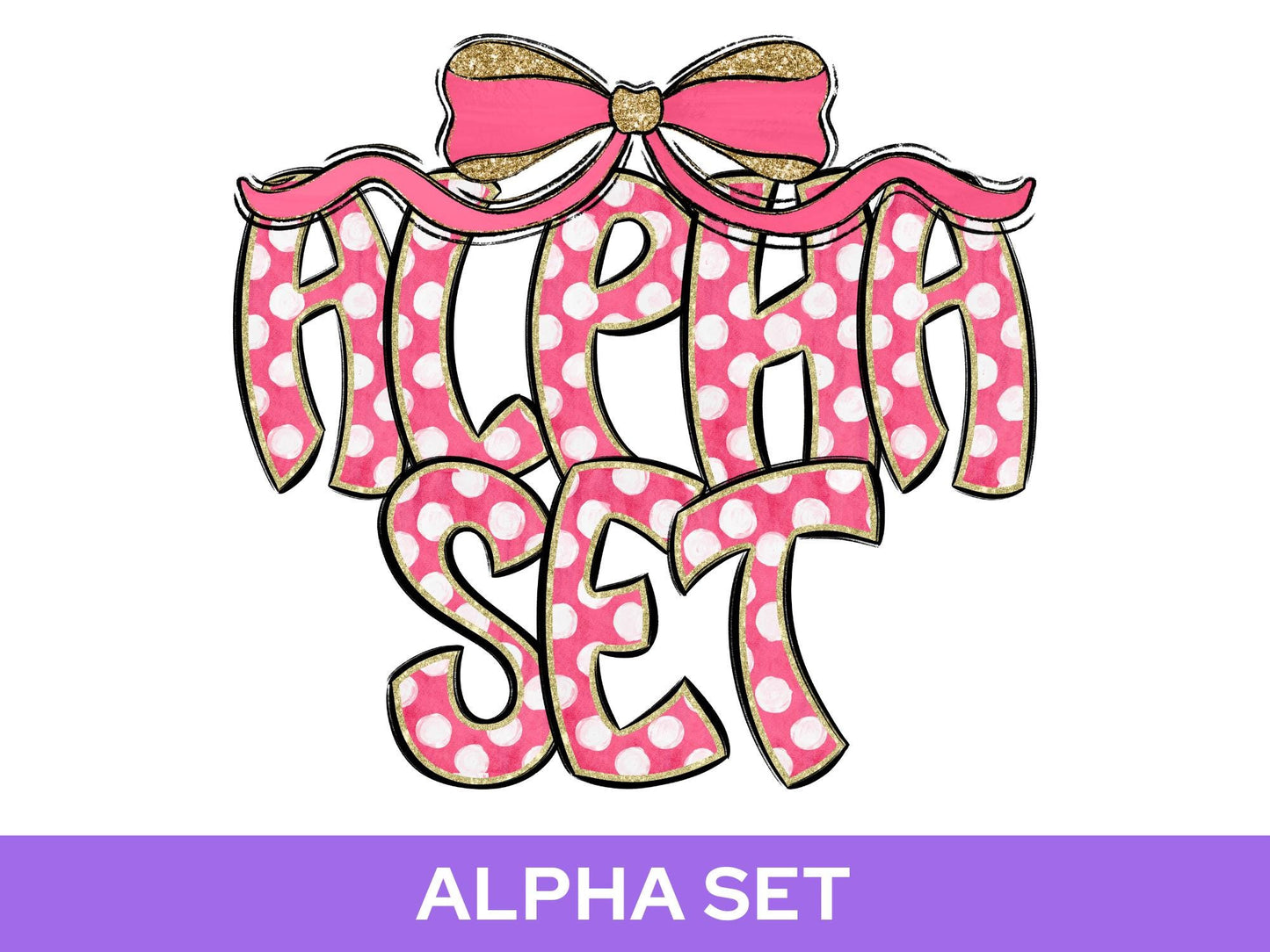 Polka Dot Alpha Set PNG Bundle, Digital Alphabet Letters, Sublimation Alphabet, Commercial Use