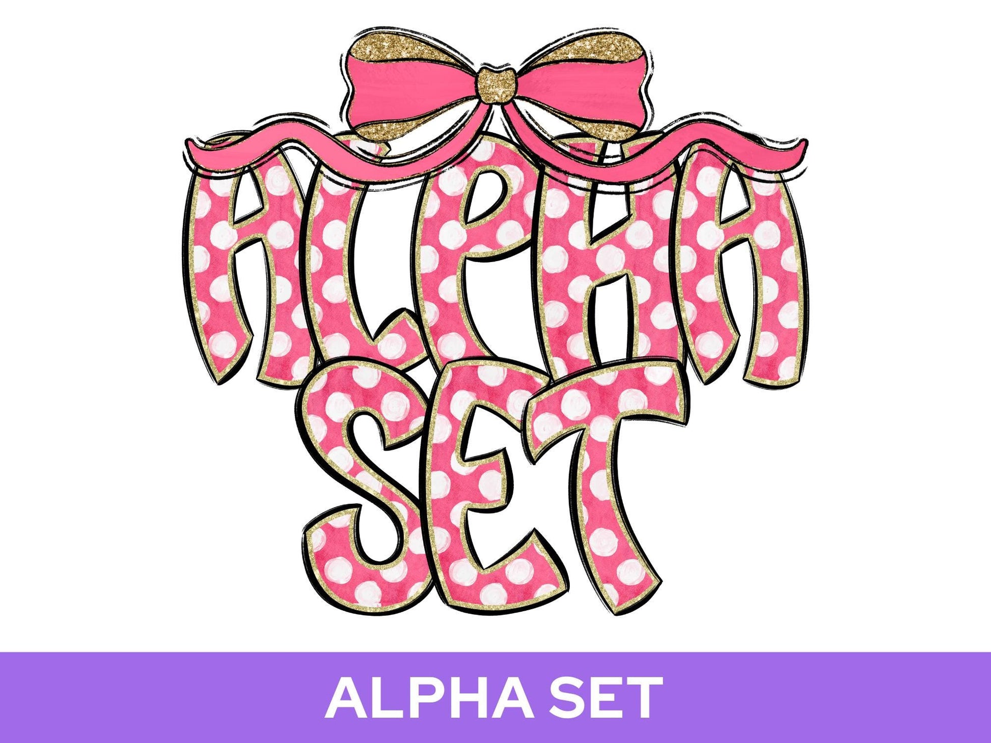 Polka Dot Alpha Set PNG Bundle, Digital Alphabet Letters, Sublimation Alphabet, Commercial Use