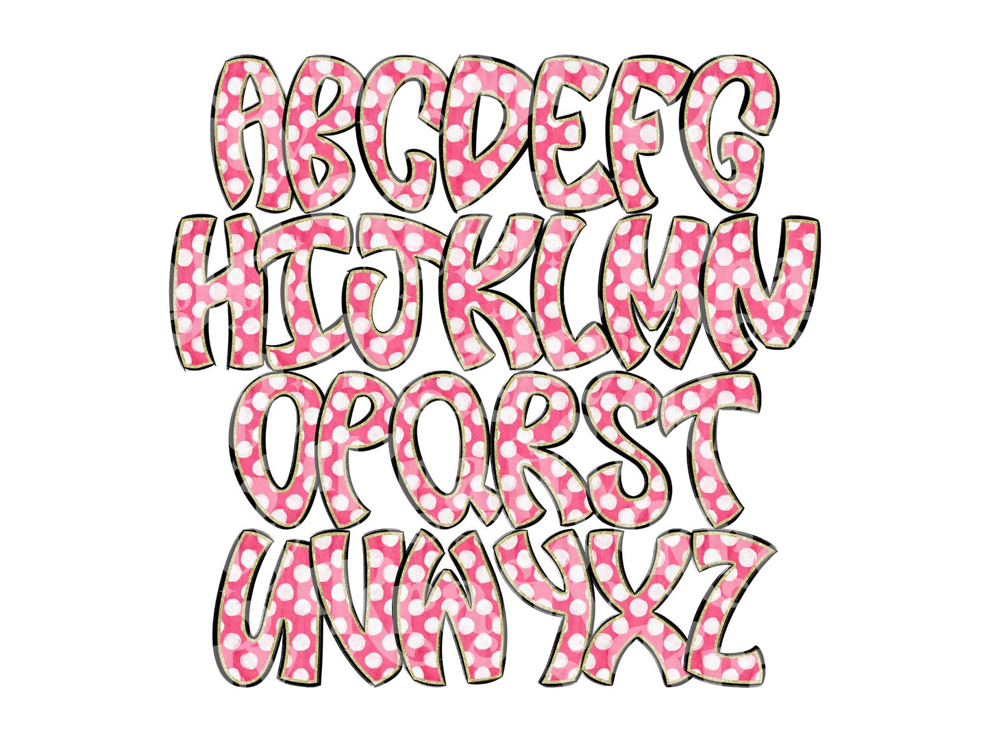 Polka Dot Alpha Set PNG Bundle, Digital Alphabet Letters, Sublimation Alphabet, Commercial Use