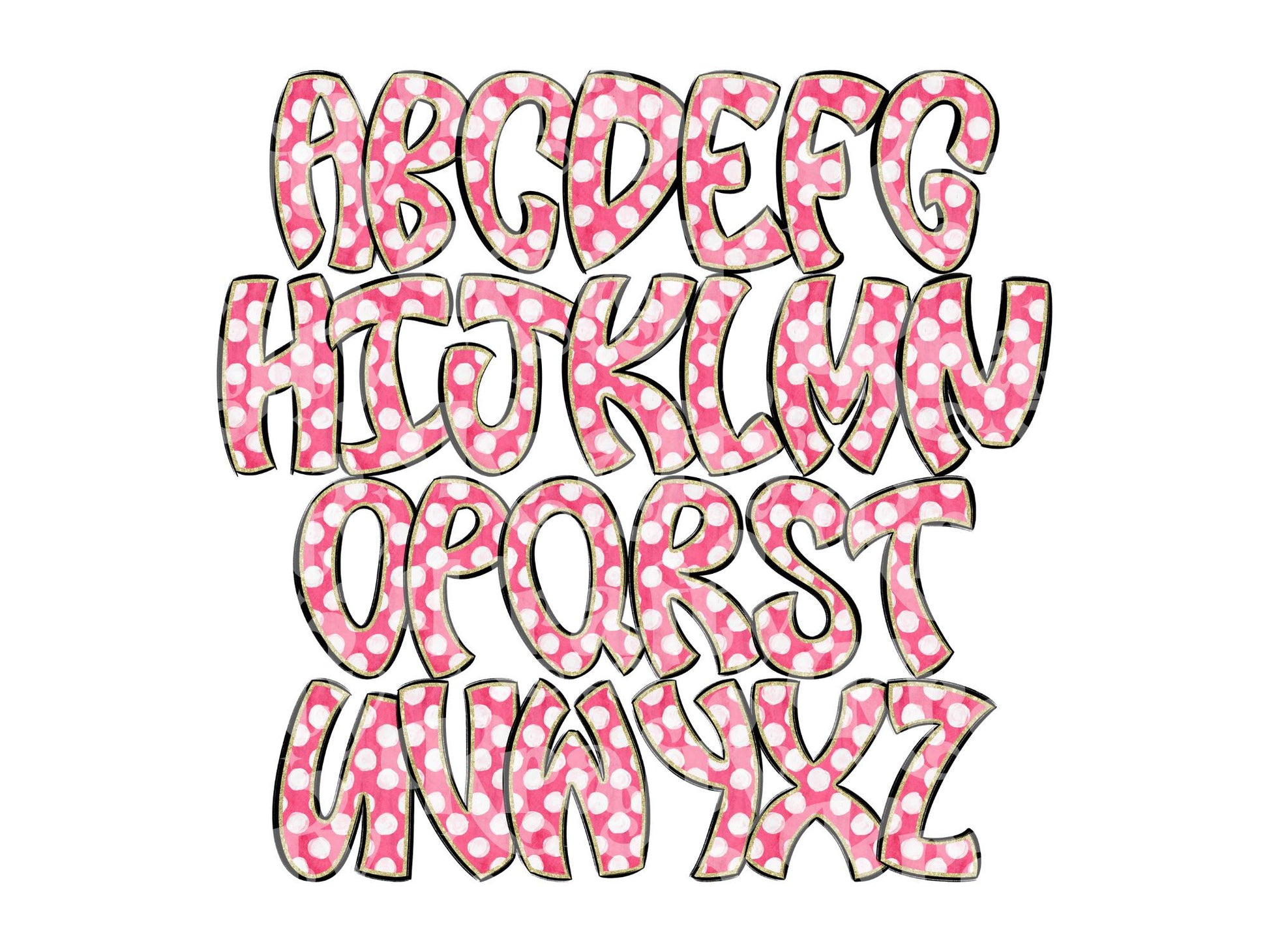 Polka Dot Alpha Set PNG Bundle, Digital Alphabet Letters, Sublimation Alphabet, Commercial Use