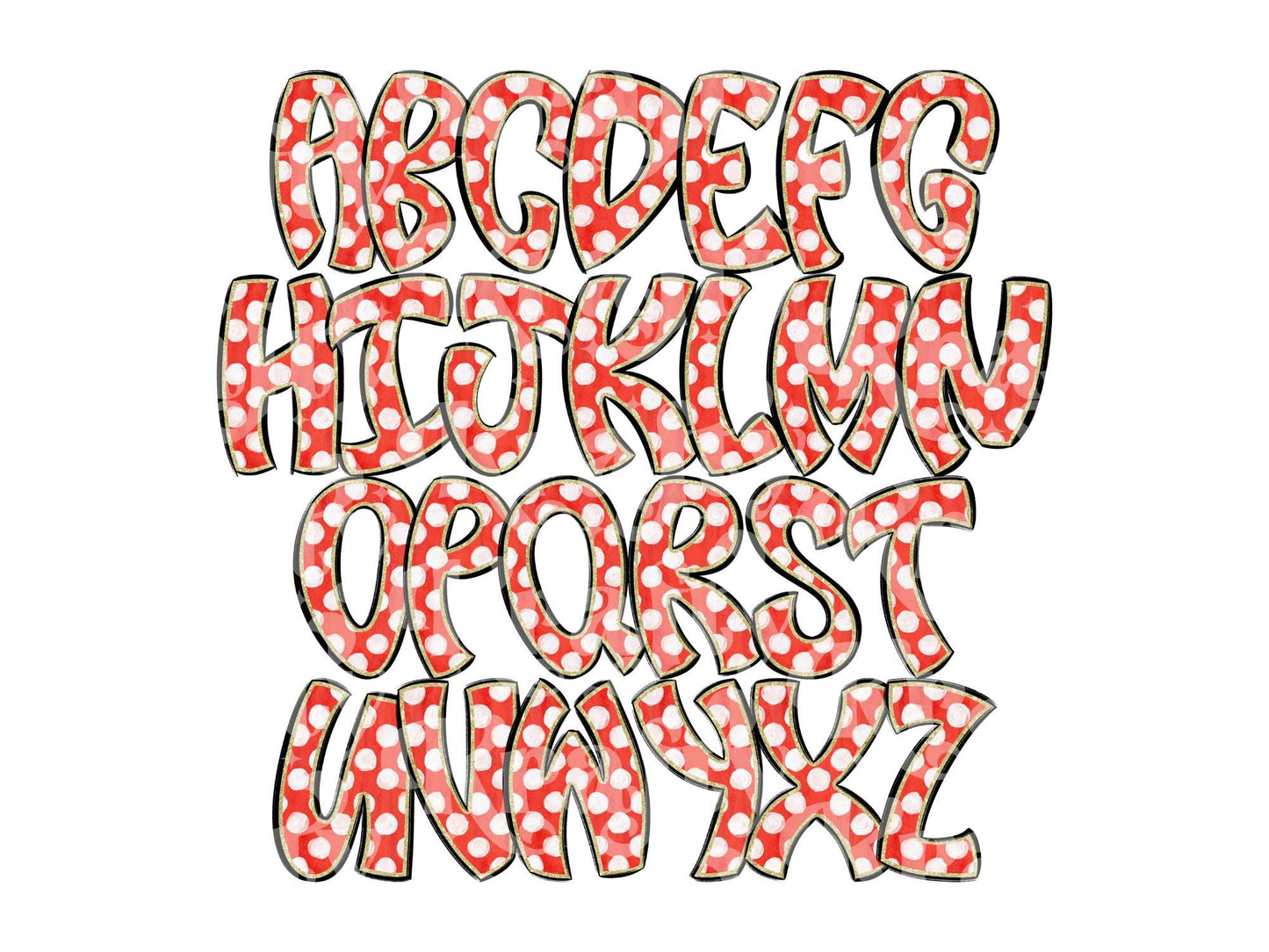Polka Dot Alpha Set PNG Bundle, Digital Alphabet Letters, Sublimation Alphabet, Commercial Use