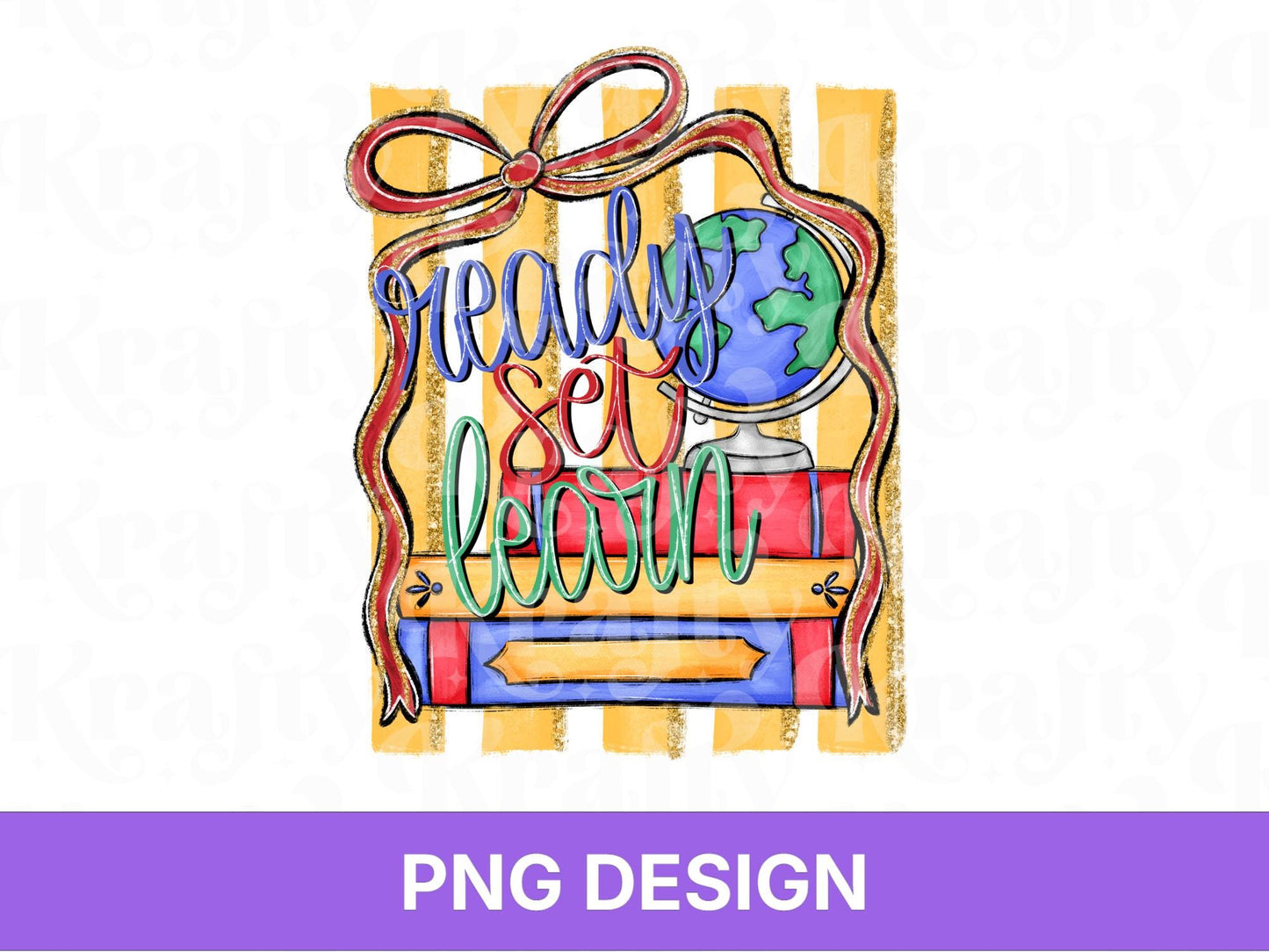 Preppy Striped Back to School PNG, Coquette Teacher Shirt Design, First Day of School, Ready Set Learn