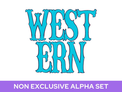 Western Layered Alpha Set, Hand Drawn Alphabet Letters: Stamps and Frames Included, Fillable Alpha