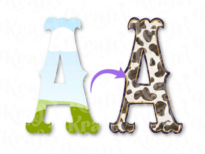 Western Layered Alpha Set, Hand Drawn Alphabet Letters: Stamps and Frames Included, Fillable Alpha