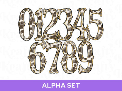 Western Cowhide Alpha Set PNG, Cow Print Alphabet Letters, Glitter Outline, Rodeo Letter Clipart, Cowgirl Alpha Doodle