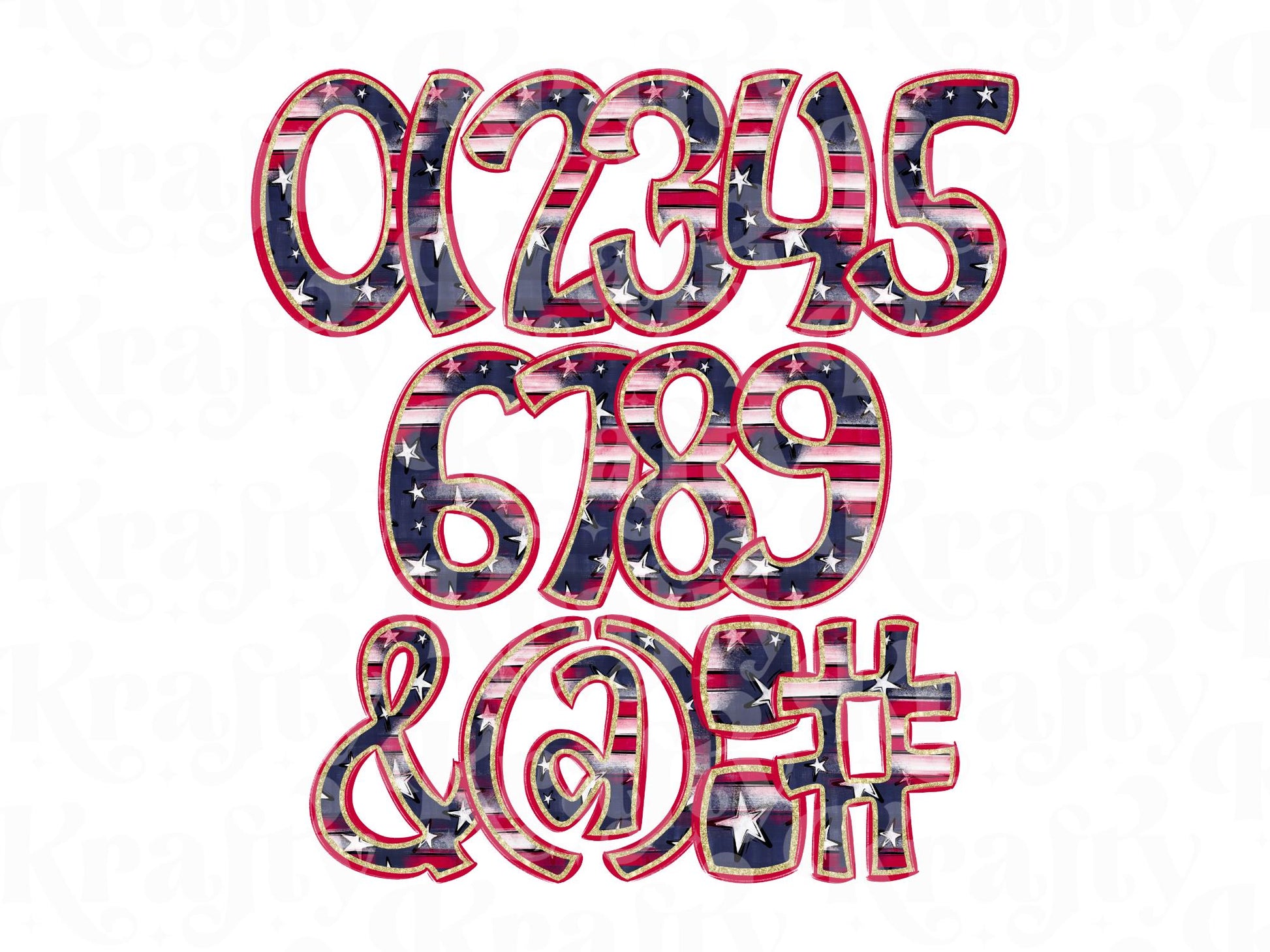 Patriotic Alpha Set PNG, USA Alphabet Clipart, 4th of July Letters, Red White Blue Digital Alpha, Star Clipart