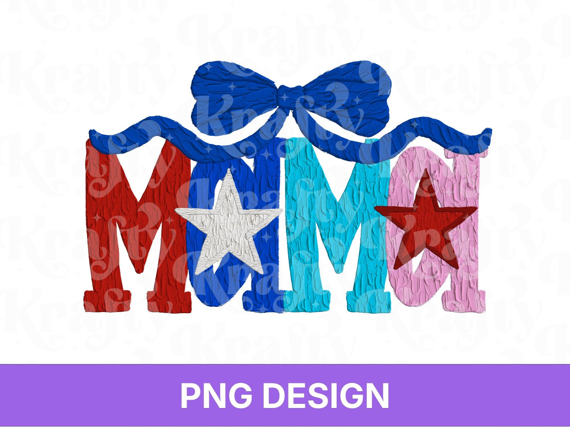 Mama Impasto Oil Paint Name PNG Design: Patriotic 4th of July (Digital File)