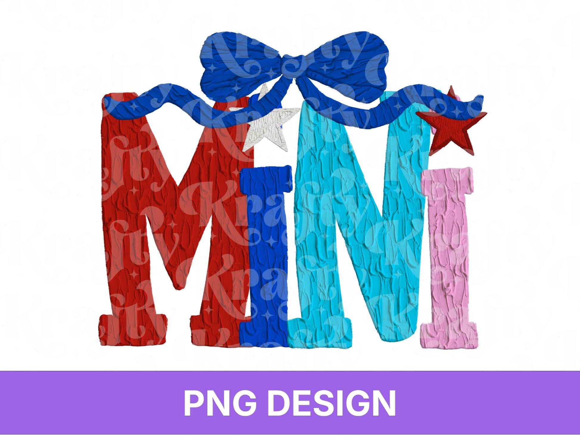 Mini Impasto Oil Paint Name PNG Design: Patriotic 4th of July (Digital File)