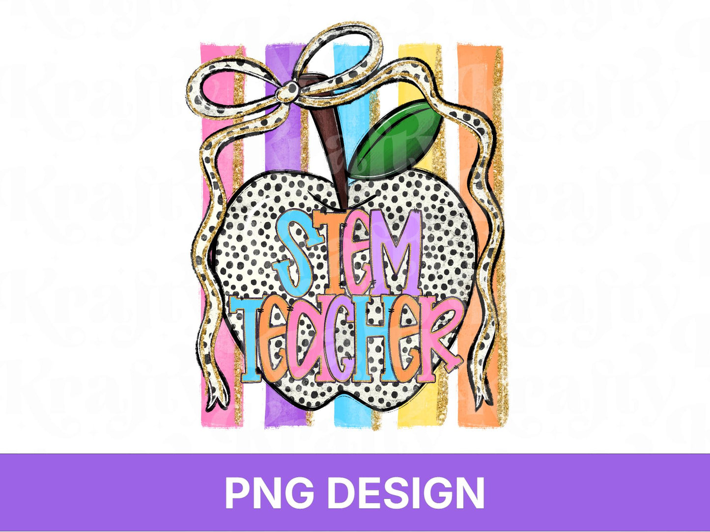 Preppy Striped STEM Teacher PNG, Back to School, Apple Coquette, Shirt Design, First Day of School, Hand Drawn, Math Educator