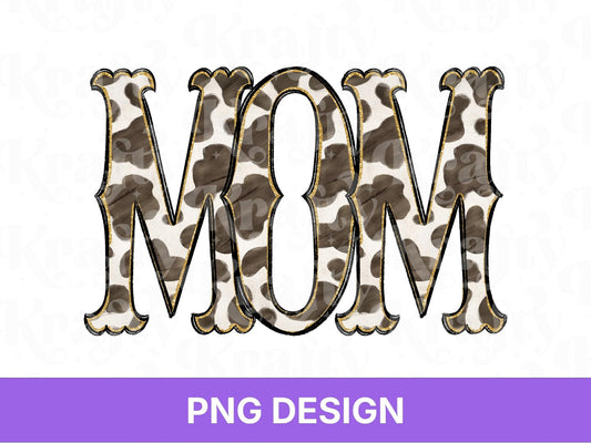 Western Mom PNG, Cowgirl Mama Design, Cute Rodeo Sublimation Graphic, Shirt Design, Cow Print, Hand Drawn