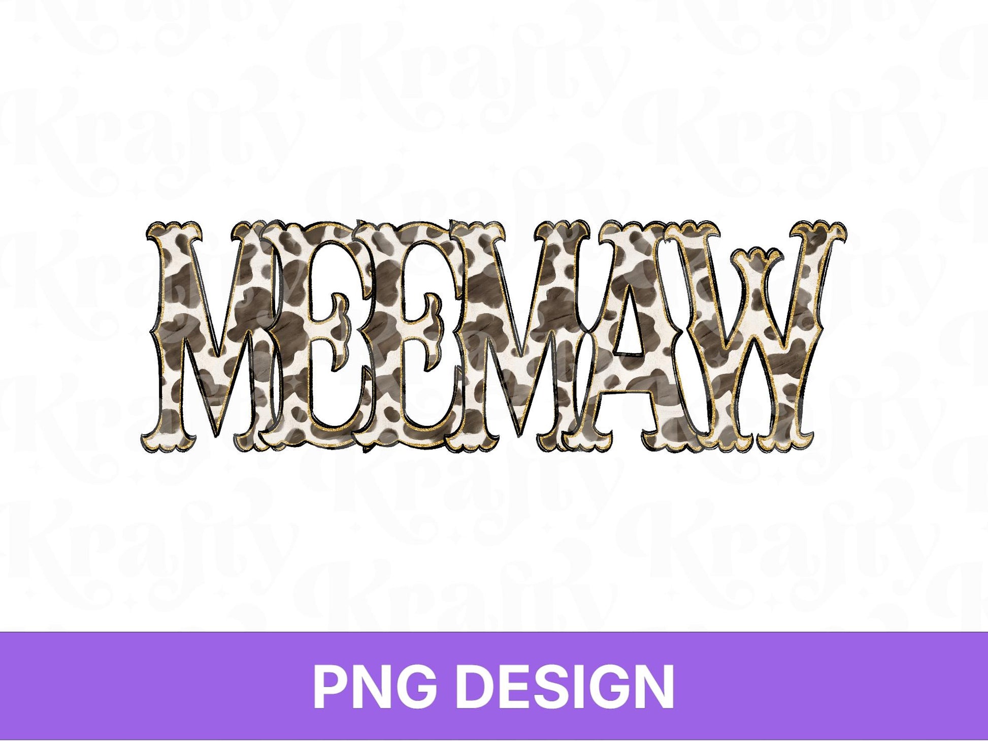 Western Meemaw PNG, Cowgirl Grandma Design, Cute Rodeo Sublimation Graphic, Shirt Design, Cow Print, Hand Drawn