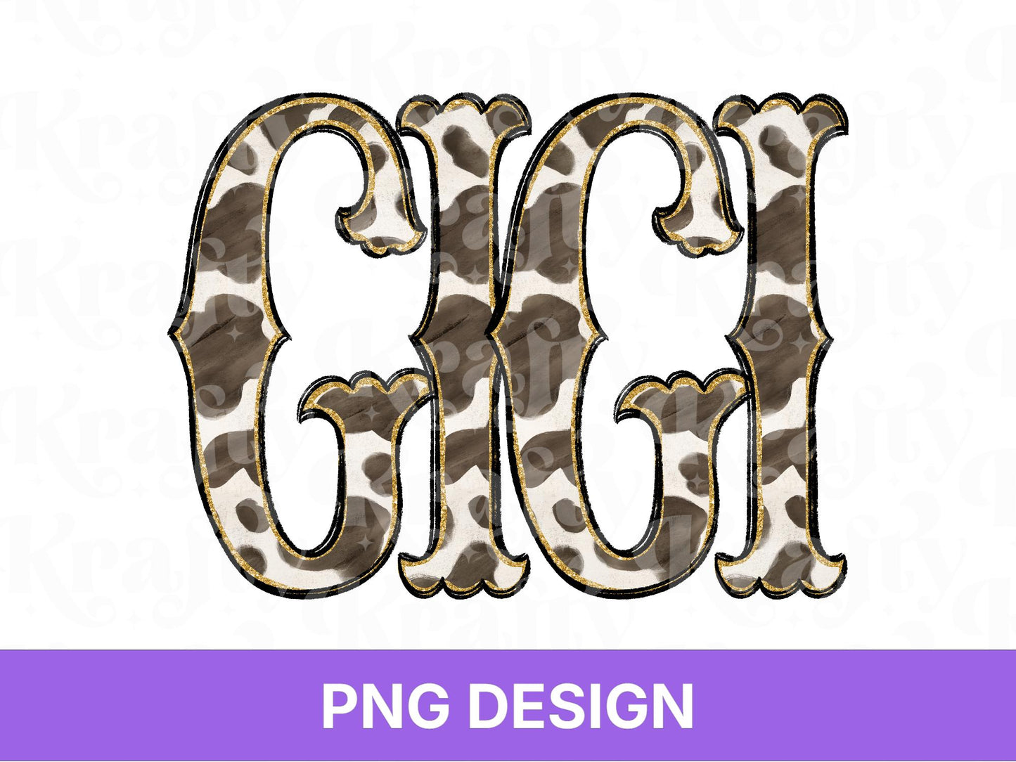 Western Gigi PNG, Cowgirl Grandma Design, Cute Rodeo Sublimation Graphic, Shirt Design, Cow Print, Hand Drawn