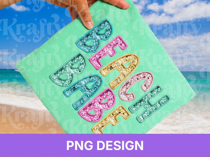 Beach Babe PNG, Faux Embroidery, Summer Clipart, Kid Girls Design (Digital File)