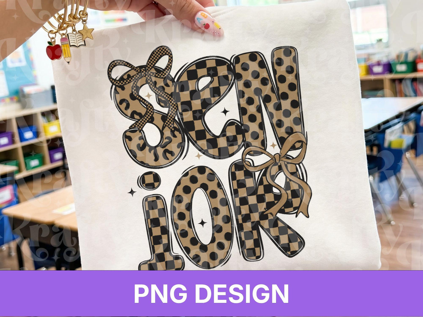 Senior PNG, Leopard Checkered Bow School Shirt Design, First Day of School Sublimation, Preppy Teacher Student Graphic