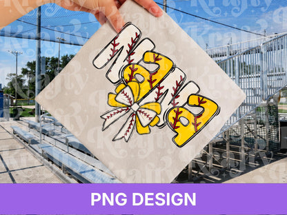 Nana of Both PNG, Baseball Softball Shirt Design: Sports Clipart, Coquette Bow, Game Day