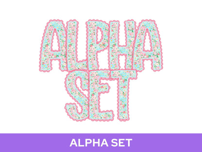 Floral Lace Alpha PNG Set, Alphabet Clipart, Hand Drawn Doodle Letters