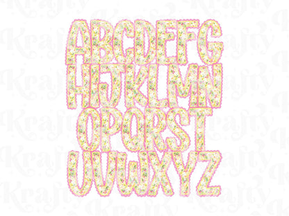 Floral Lace Alpha PNG Set, Alphabet Clipart, Hand Drawn Doodle Letters