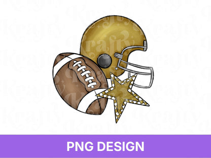 Gold Football Helmet PNG: Game Day Shirt Design, PNG for Men