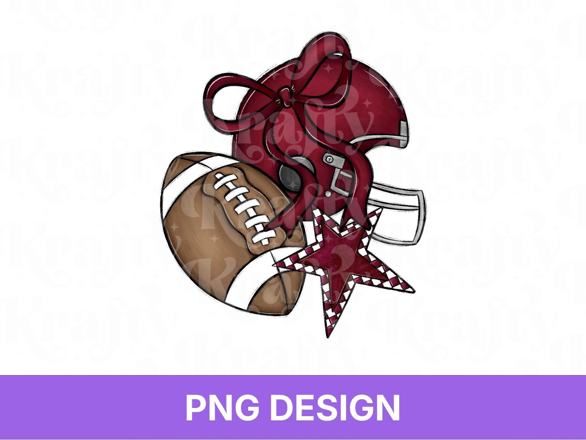 Maroon Football Helmet PNG: Preppy Bow, Game Day Shirt Design